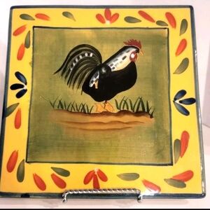 Ceramic Provence Rooster Collection Trivet/ Wall Hanging Baum Bros  Style Eyes